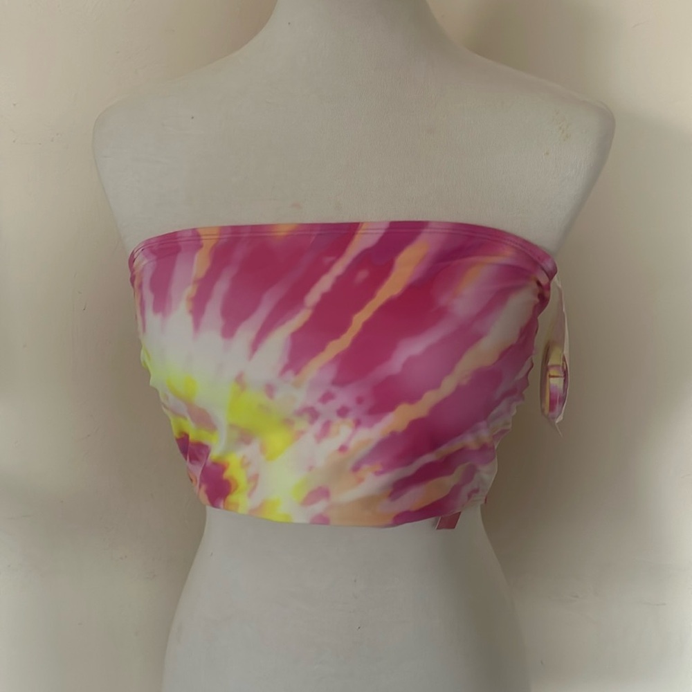 Bikini Top Tie Dye Lace Up Back